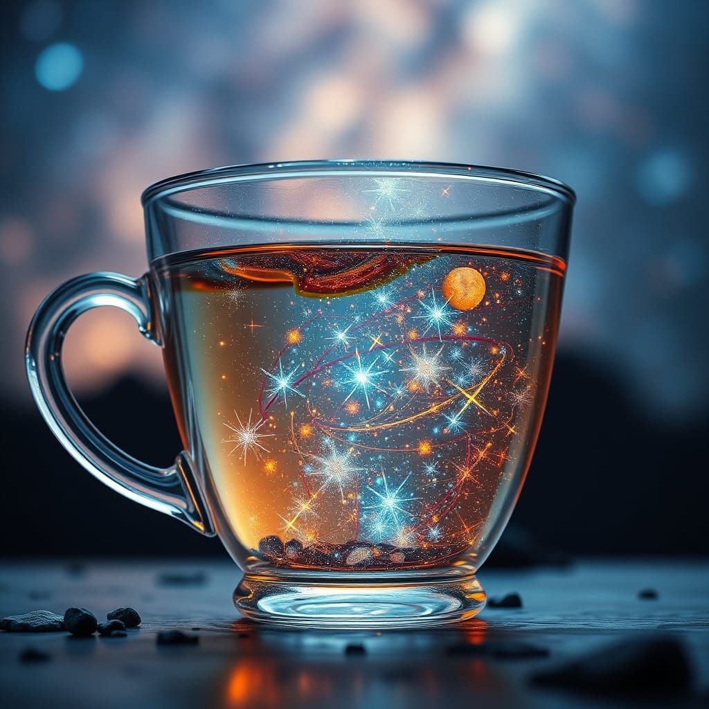 Galactic Tea Cup: Sparkling Stars and Galaxies