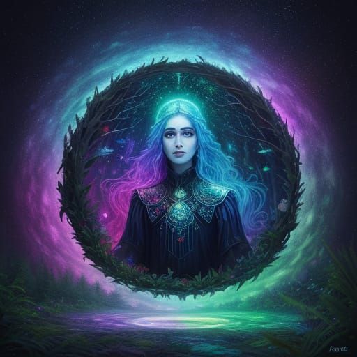 Astral Cosmic Fantasy Forest Illustration