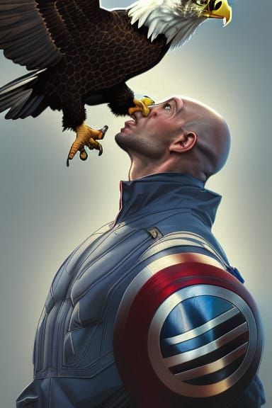 Bald Eagle as Captain America Portrait