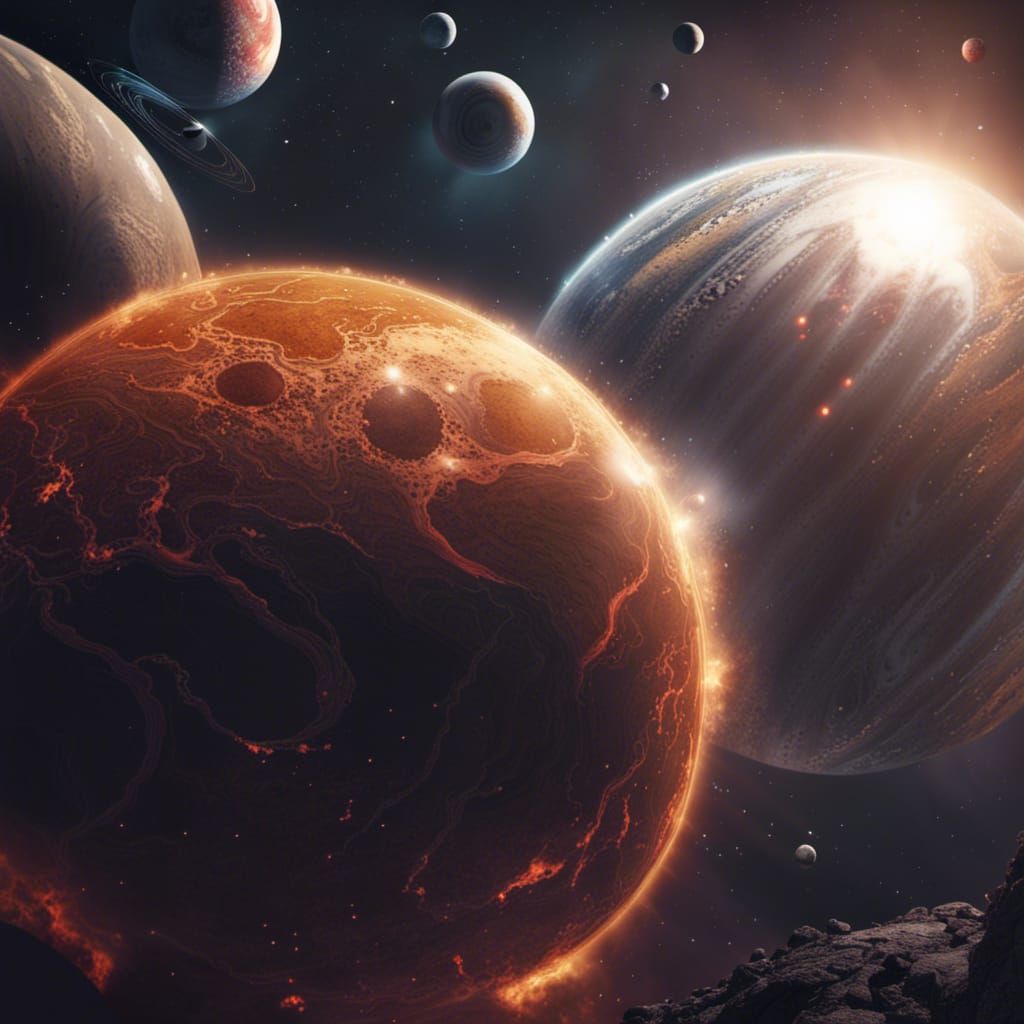 Detailed Solar System Matte Painting in Space