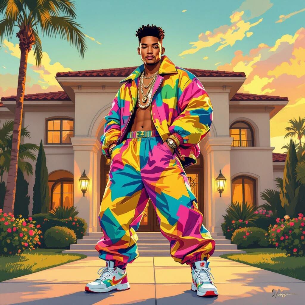 Fresh Prince of Bel-Air in Retro Digital Art Style
