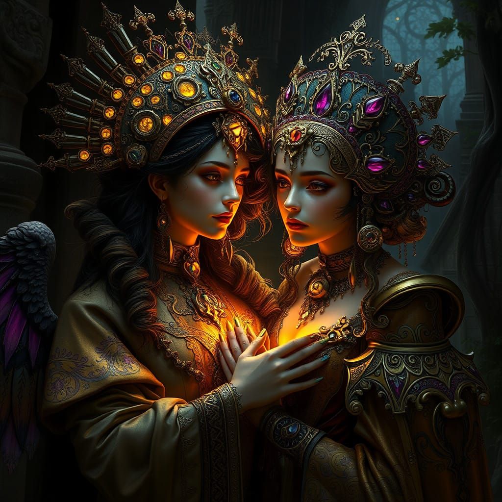 Ethereal Dark Fantasy Portraits in Baroque Style with Hyperd...