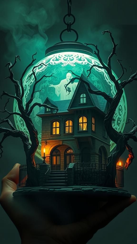 Ethereal Orb with Haunted Mansion, Gothic Style