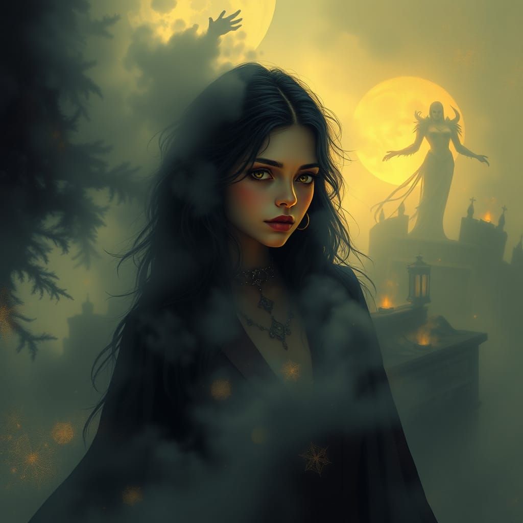Mysterious Woman in Fog: Golden Age Illustration