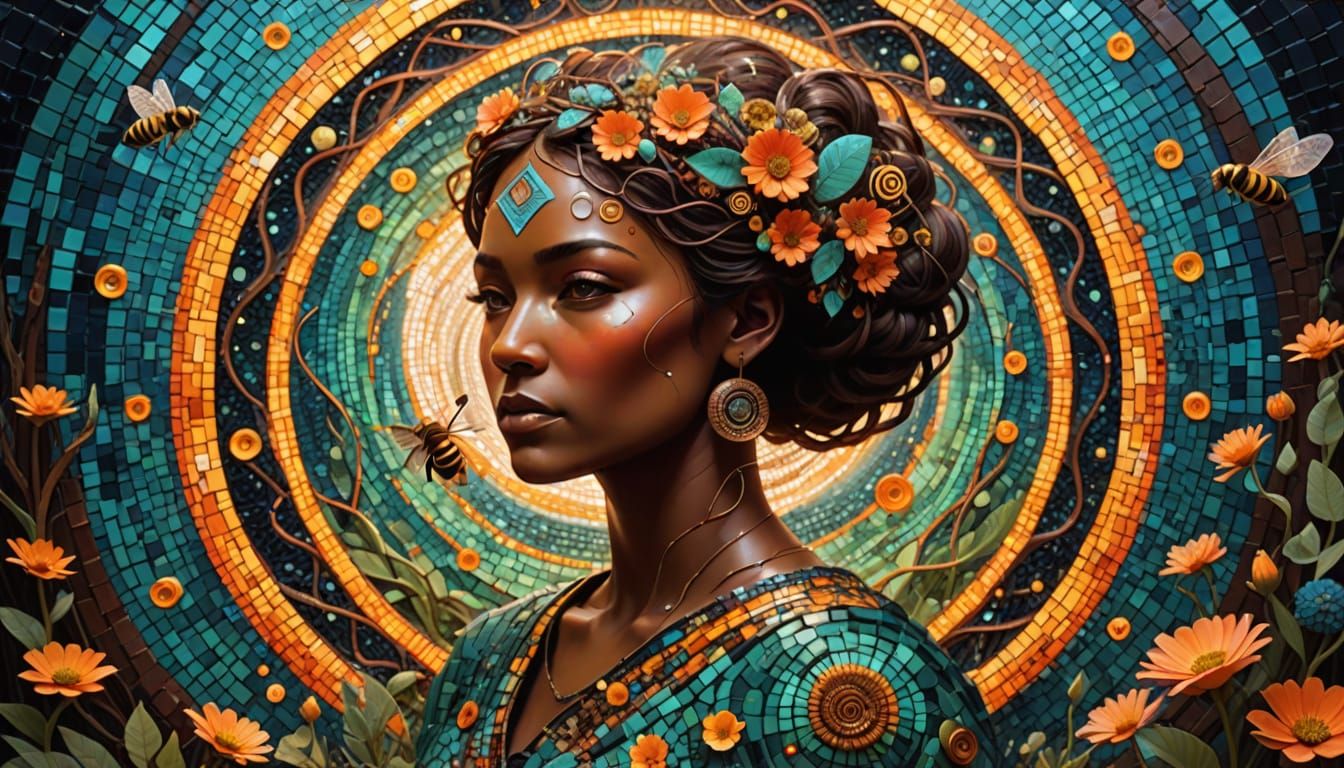 Shamanic Sculptor in Cosmic Spiral Artwork