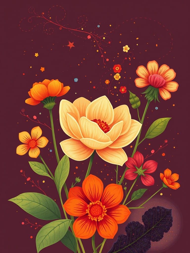 Vibrant Floral Still Life in Rich, Textured Brushstrokes