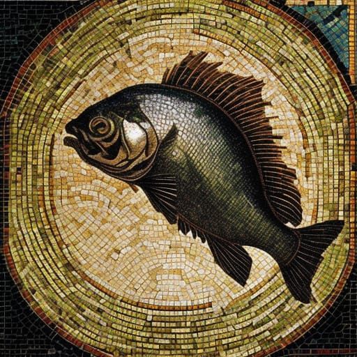 Fish Portrait in Tile Mosaic Style