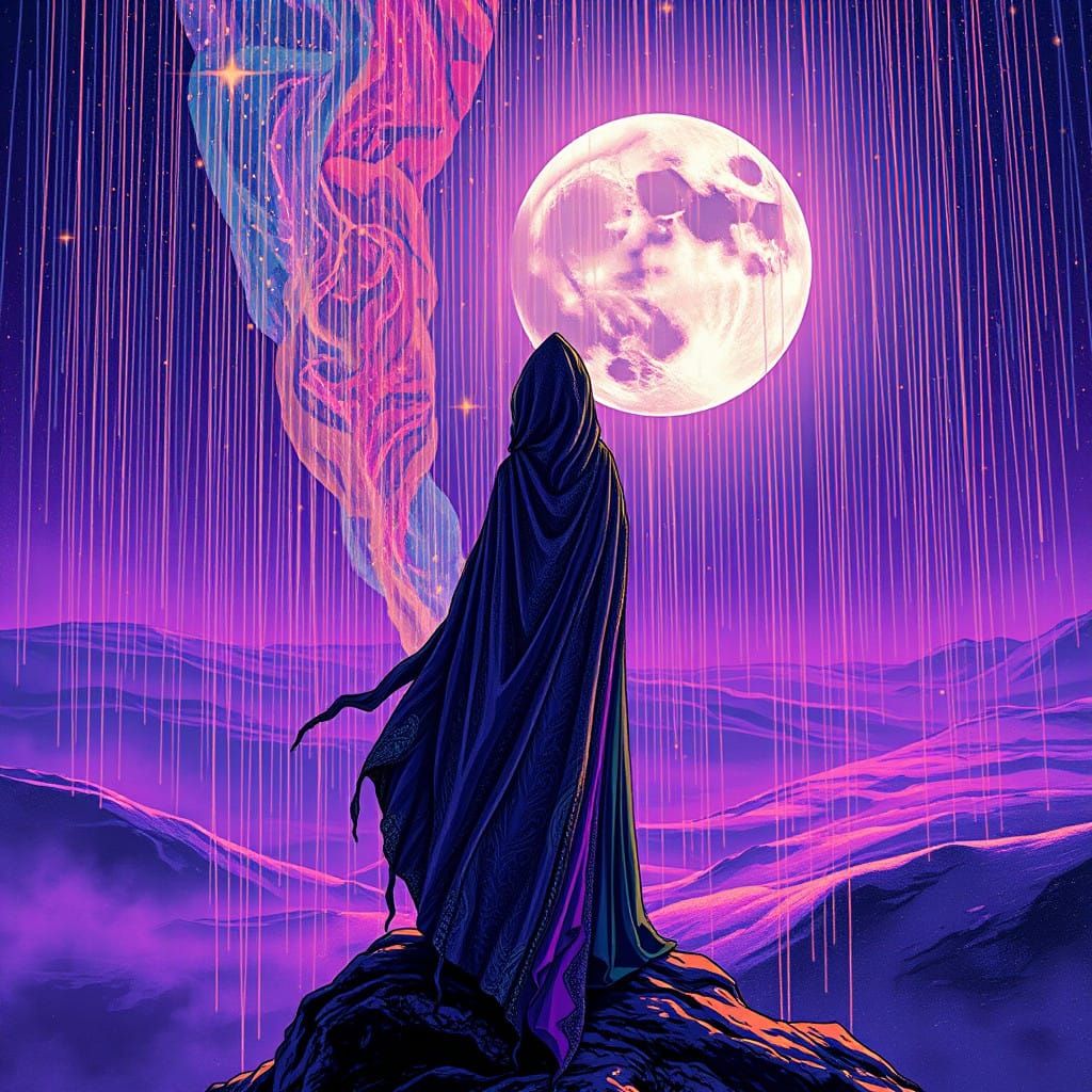 Ethereal Cosmic Goddess in Lunar Dreamscape