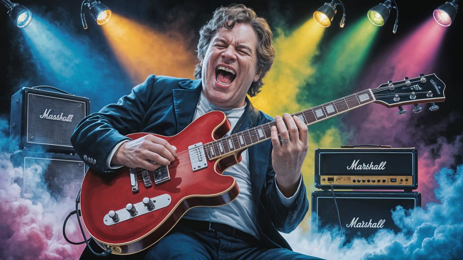 Blues Guitarist Gary Moore in Ecstatic Performance