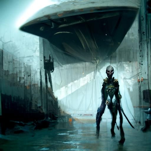 Alien Warrior Emerges: A Sinister Digital Portrait