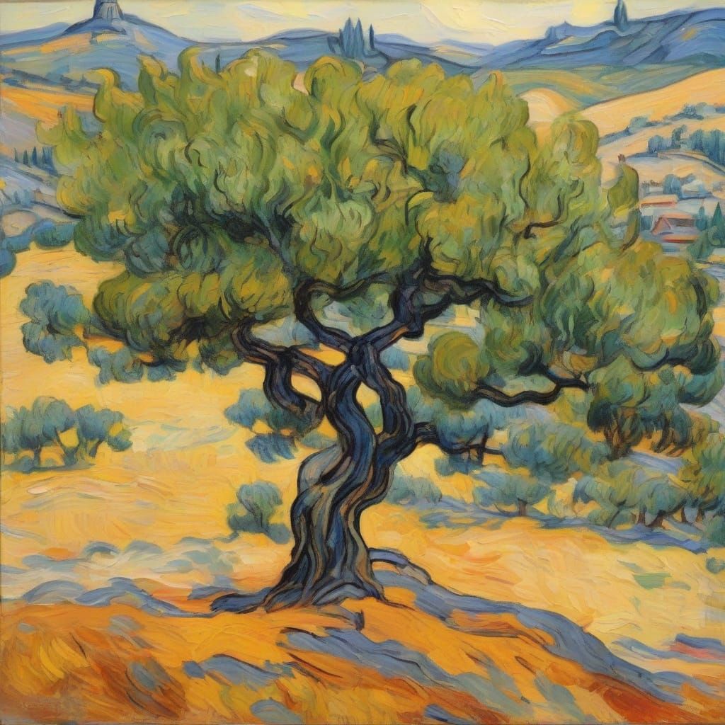 Olive Trees in Van Gogh Style Oil Painting