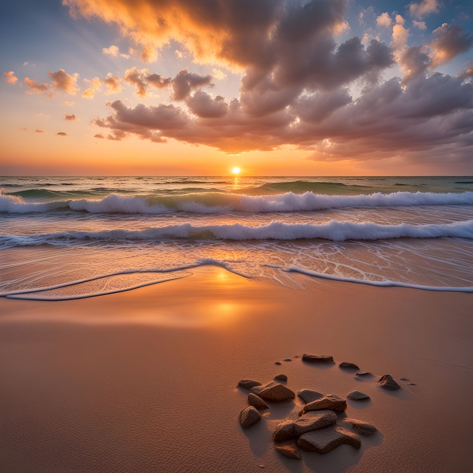 Sunset Beach Photorealistic Professional Photography