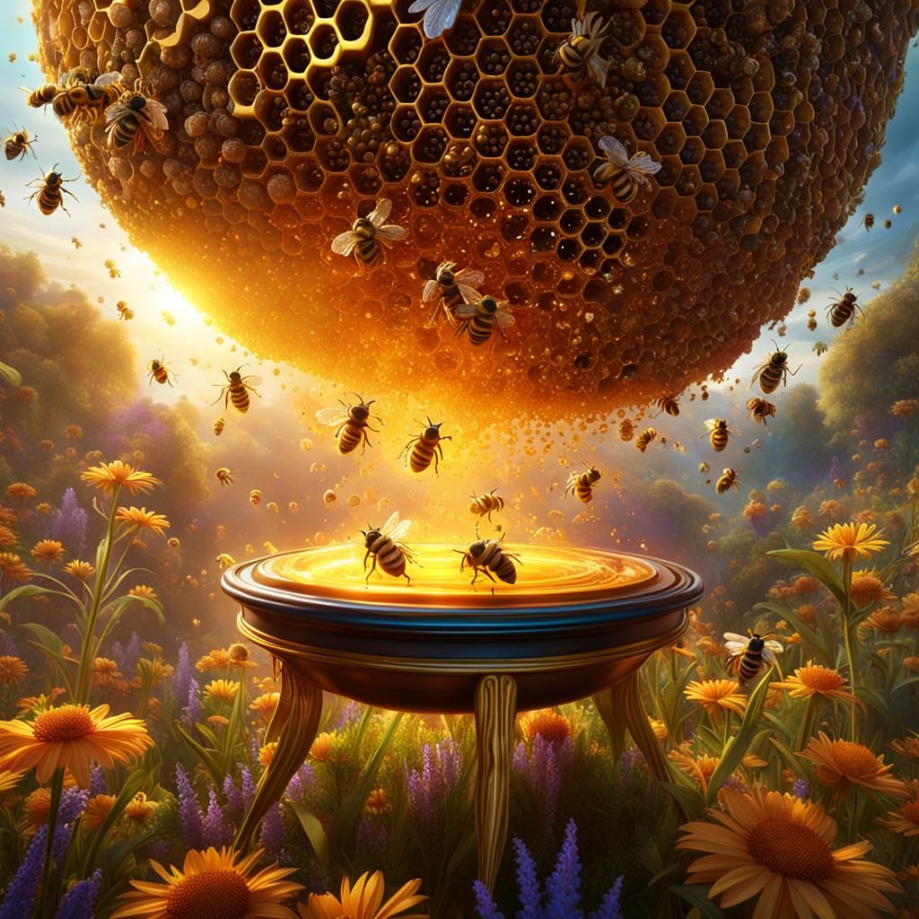 Bees Harvest Musical Honeycomb: Fantasy Concept Art