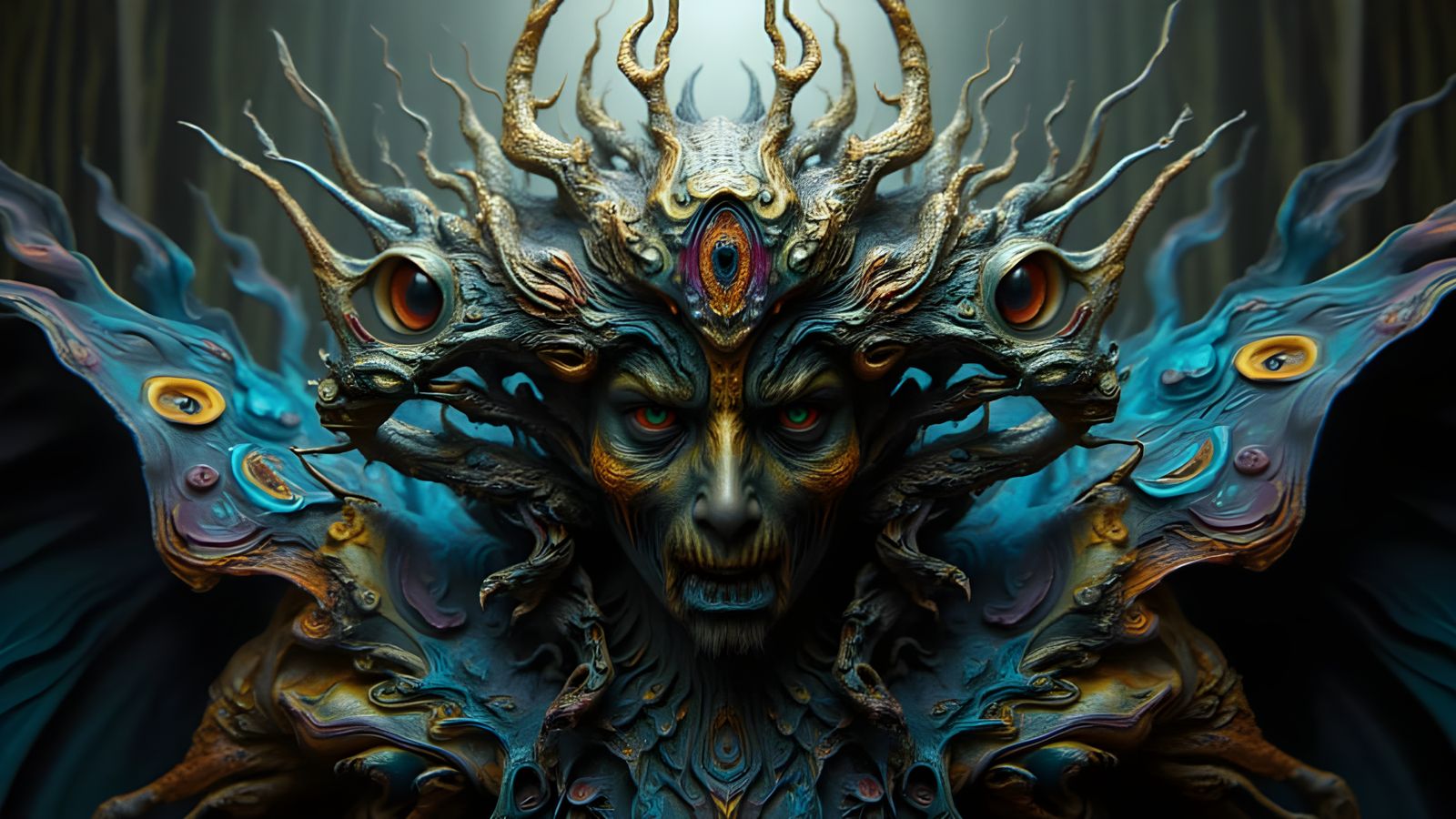 Mutated Human-Peacock Hybrid in Concept Art Style