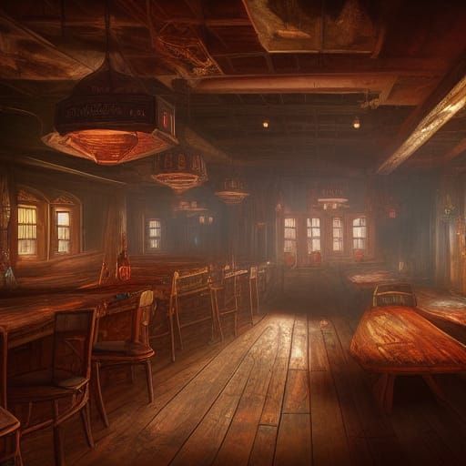 Detailed Tavern Interior in Fantasy Concept Art