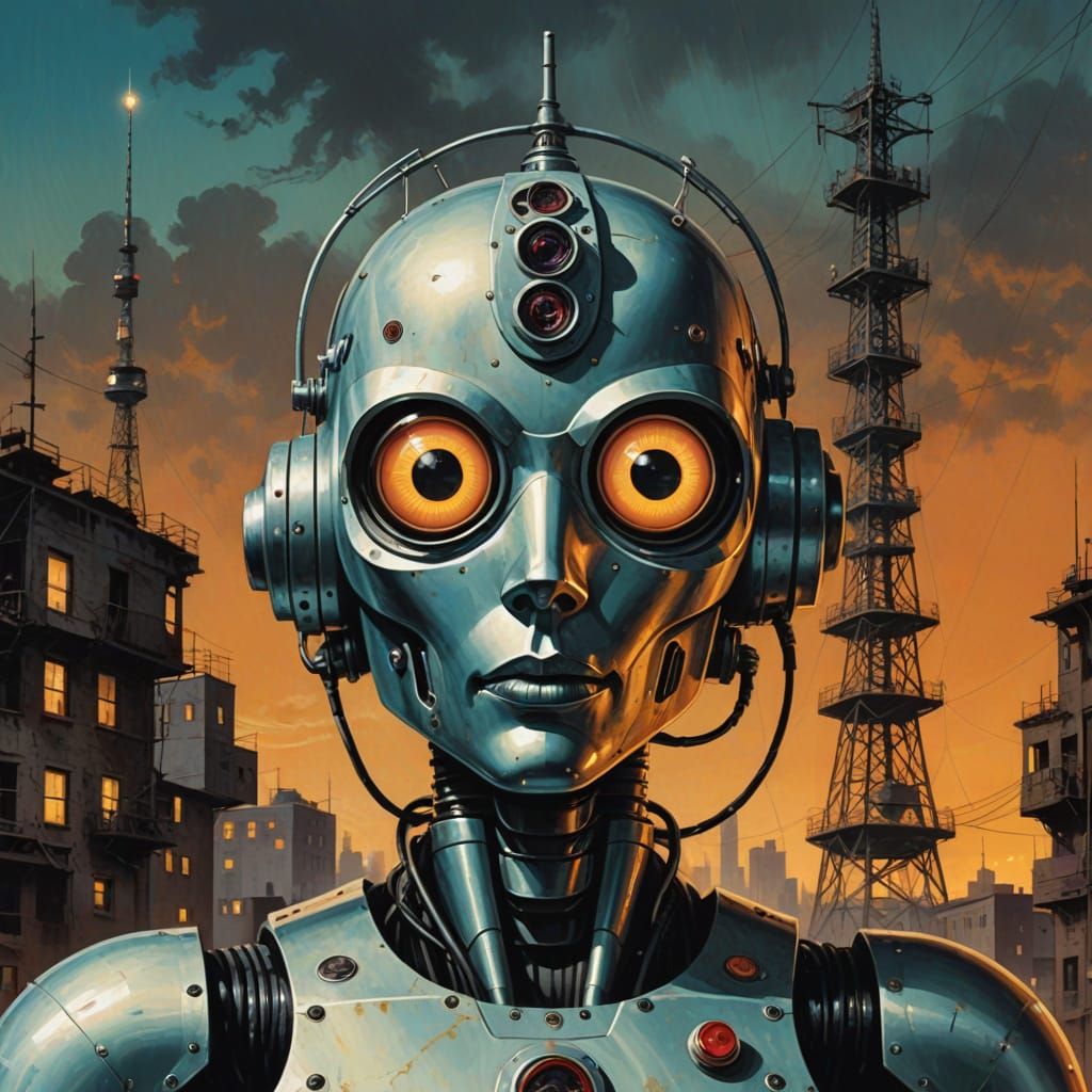 Retro Sci-Fi Robot Woman Magazine Cover