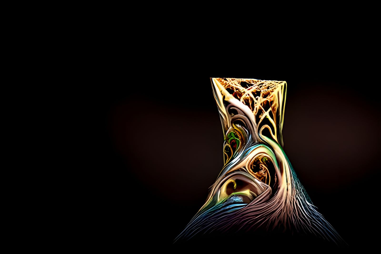 Iridescent Fractal Spirals in a Digital Painting