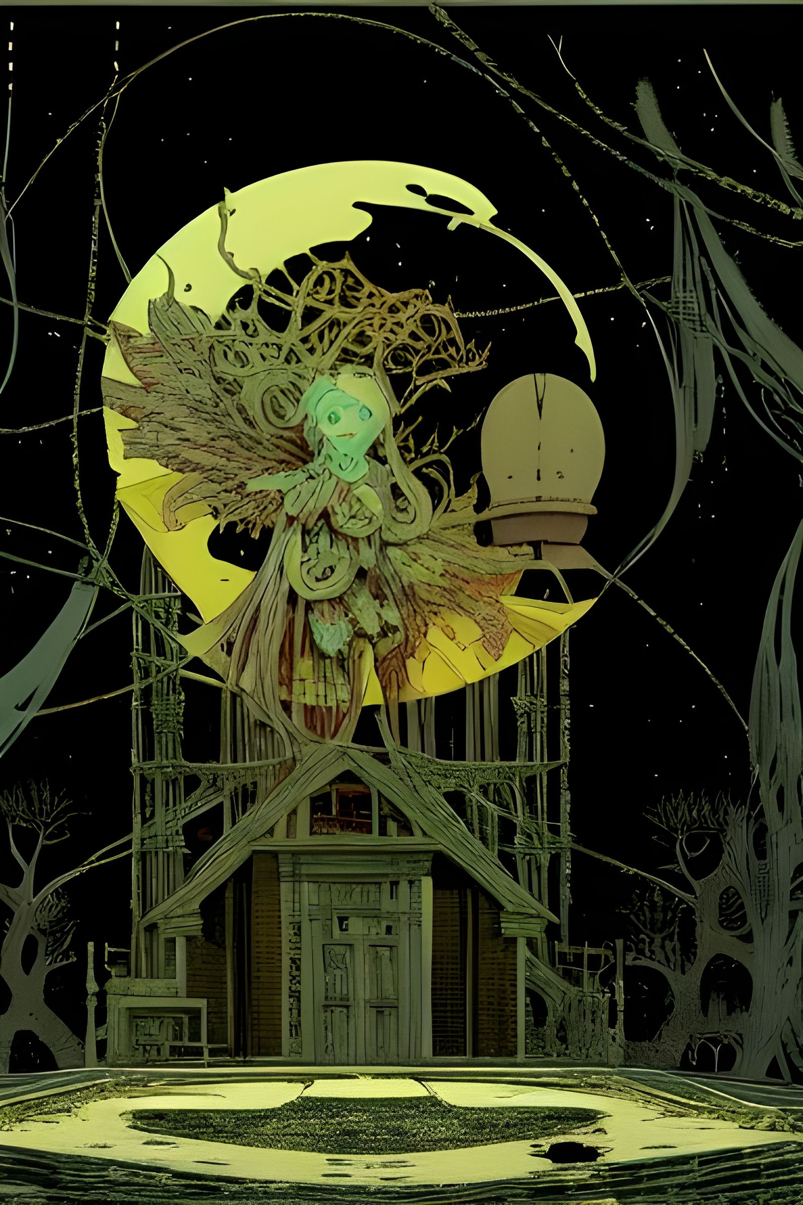 Forgotten Eidolon: Intricate Ink Illustration in Matte Paint...