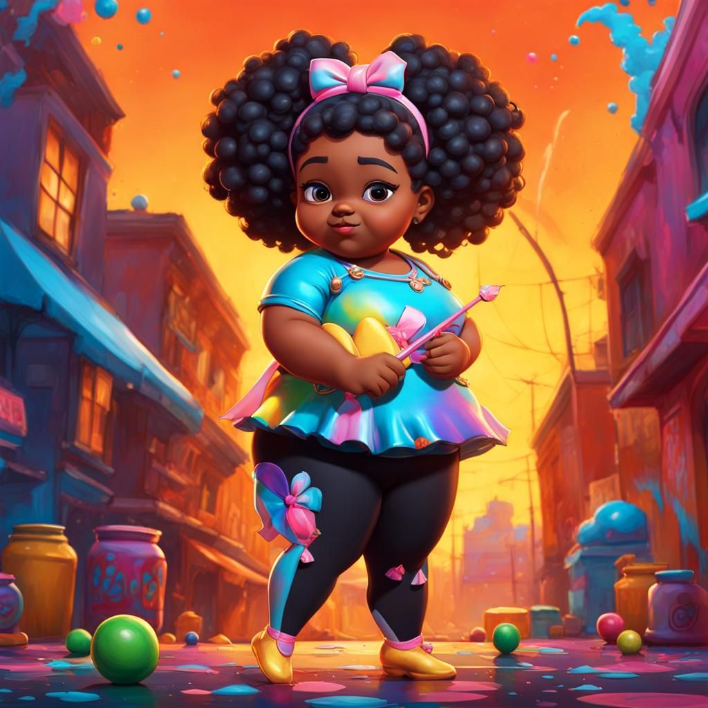 Black Ballerina in Graffiti Splash Art Style