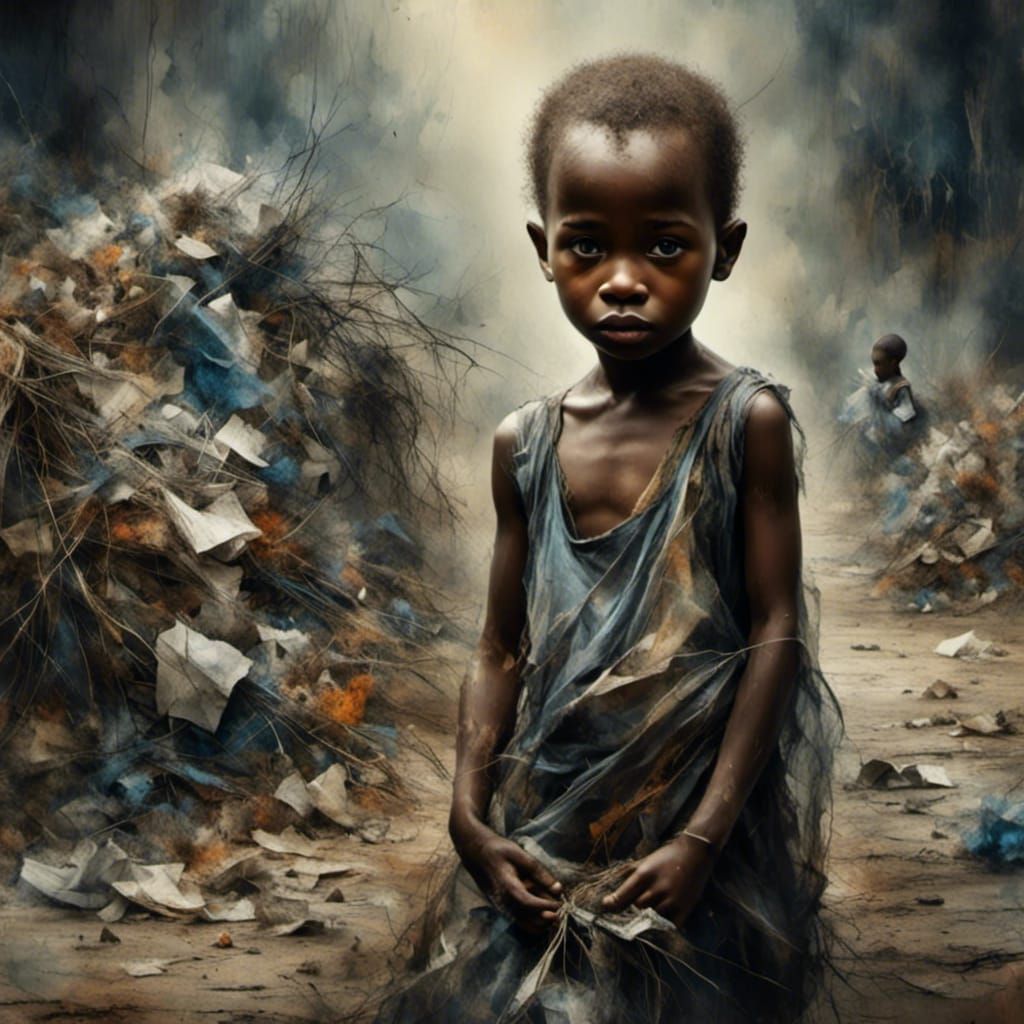 Poignant Scene: African Children in Garbage Recycling