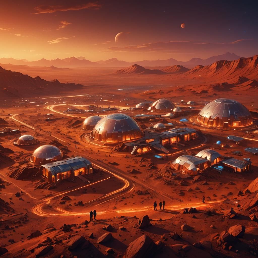 Futuristic Mars Colony Concept Art