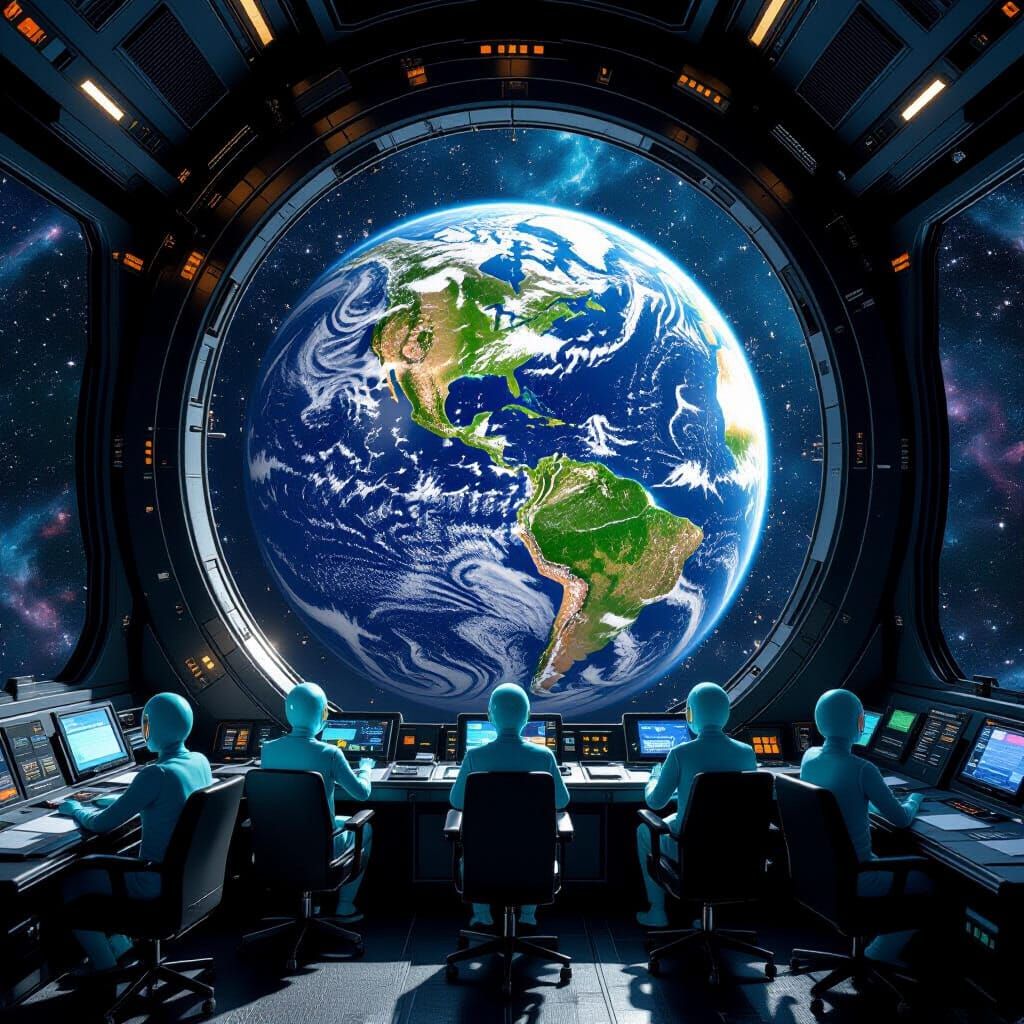Earth Viewed from Alien Spaceship Window