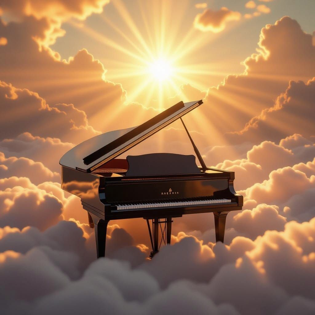 Grand Piano in Ethereal Golden Hour Light