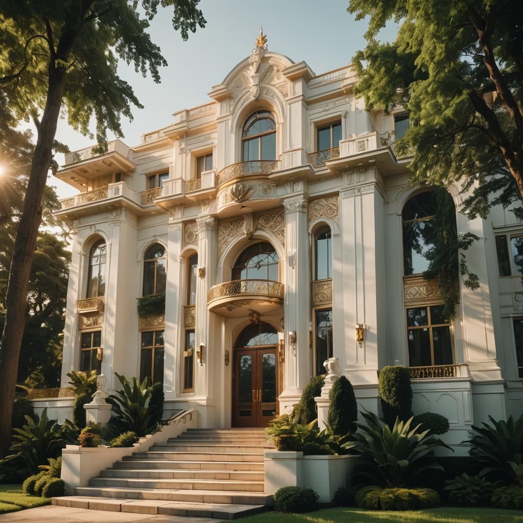 Art Deco Mansion with Diamond and Gold Accents