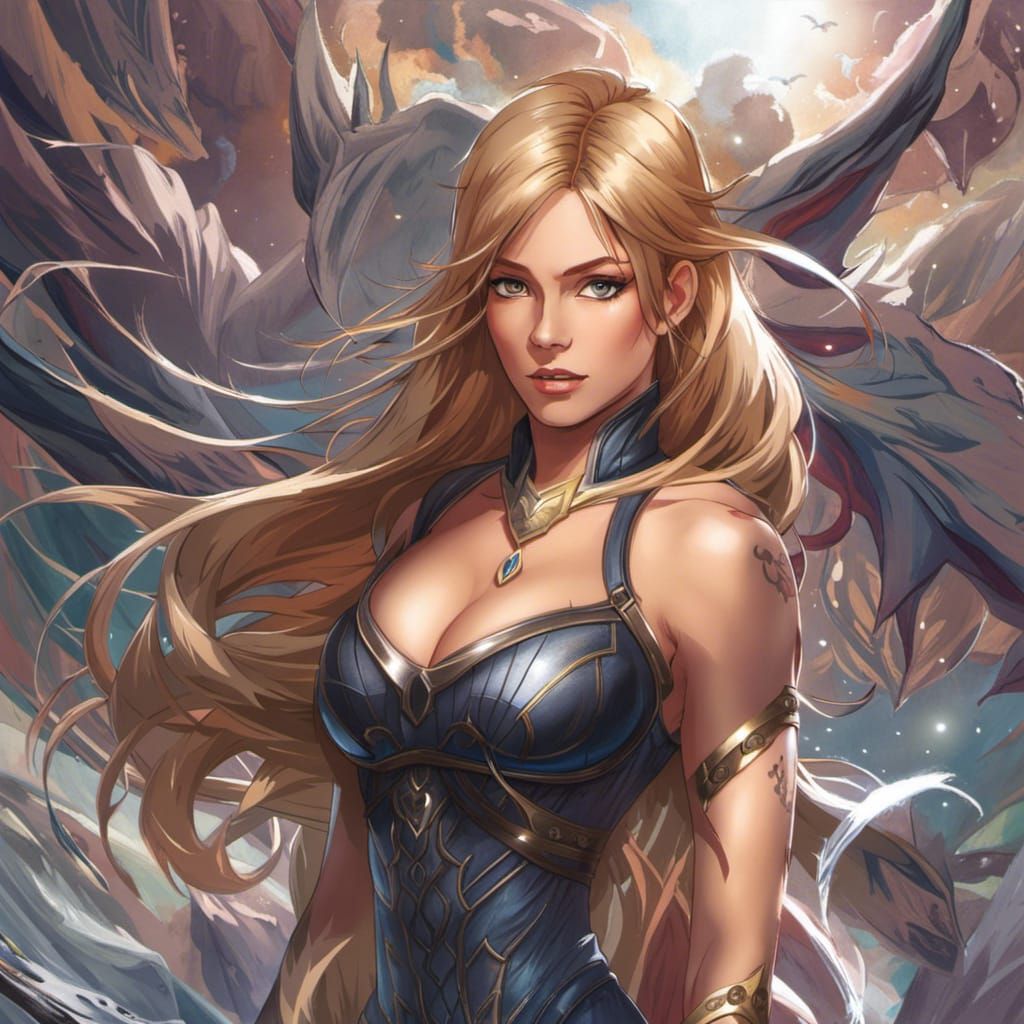 Muscular Tomboy Heroine in Spandex: Dark Science Fantasy Art