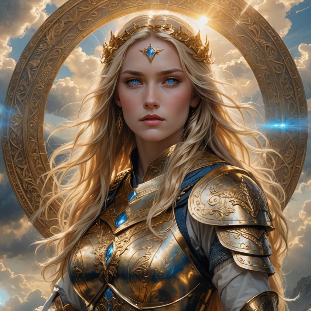 Fantasy Paladin: Warrior Woman in Golden Armor