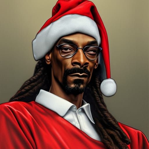 Snoop Dogg as Santa Claus: Hyperdetailed Portrait