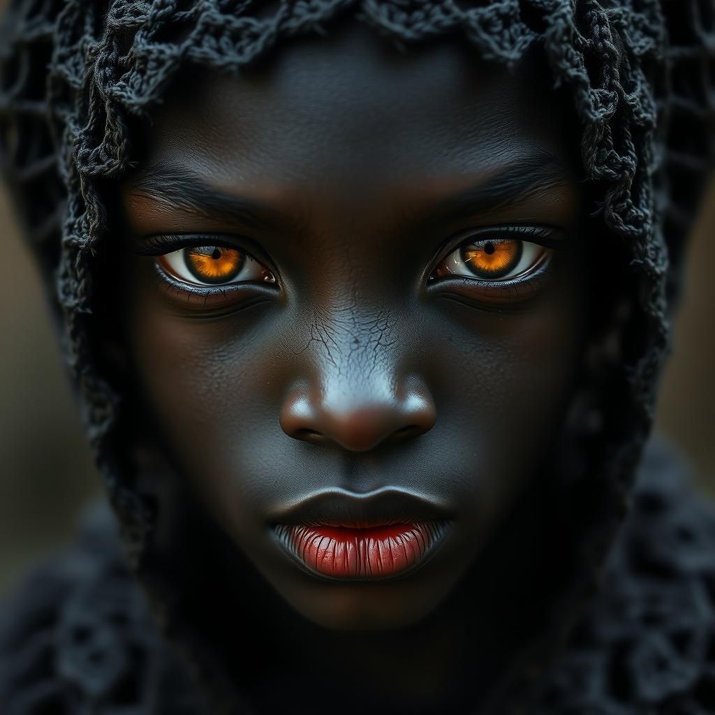 Stunning Black Dragon Boy Portrait in Psychedelic Style