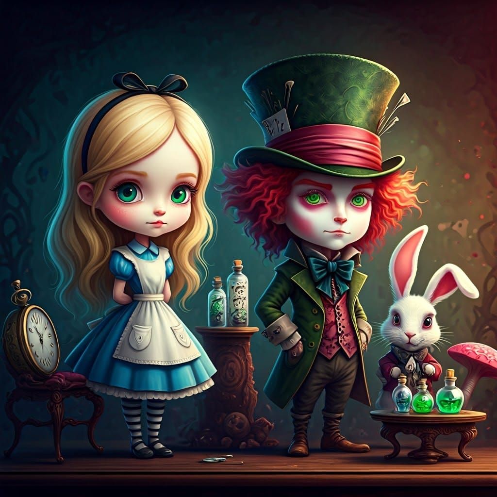 Whimsical Wonderland Characters in Hyper-Real Chibi Style