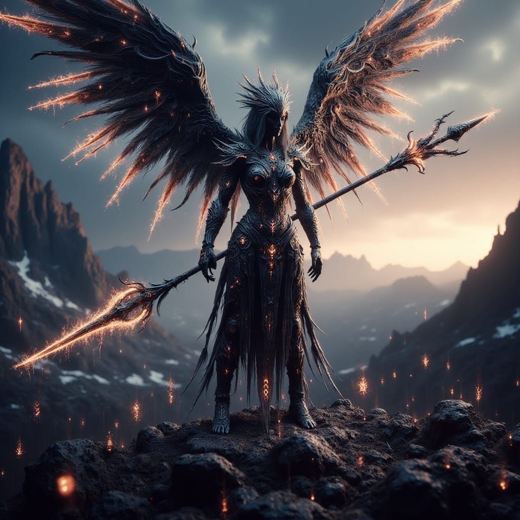 Valkyrie Victorious Atop Mountain of Fallen Foes