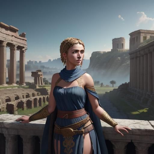 Ancient Roman Woman in Revealing Toga