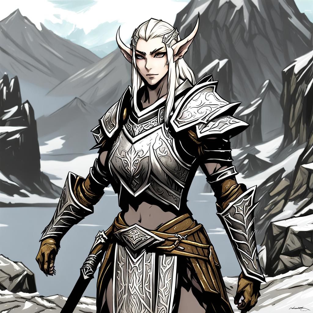 High Elf Dragonborn Female in Anime Style