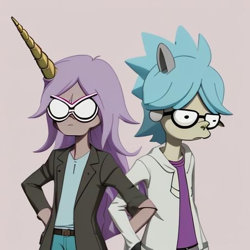 unicorn from the regular show Morty and rigby