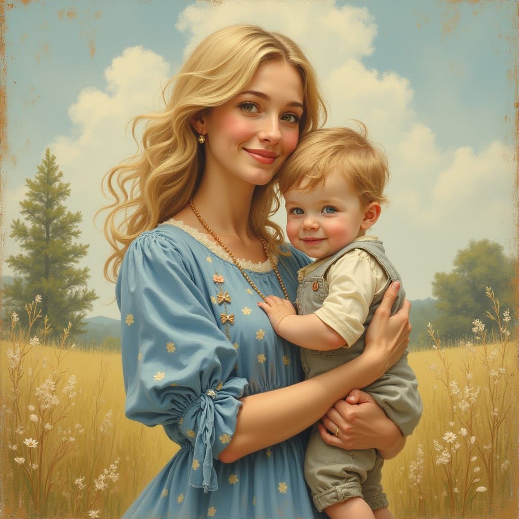 A Happy European Mother and Child in a Warm, Intimate Scene