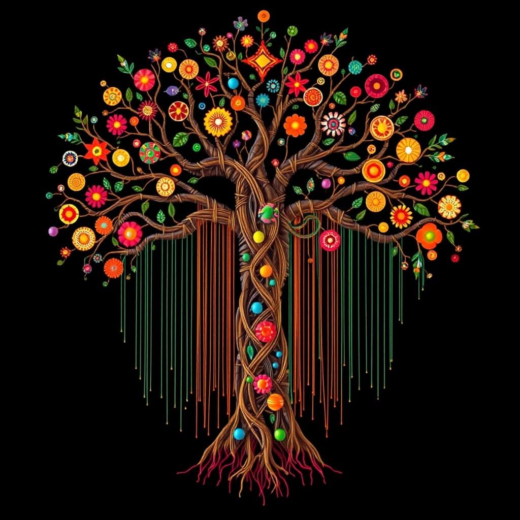 Tree of Life in Klimt and Kahlo Fusion