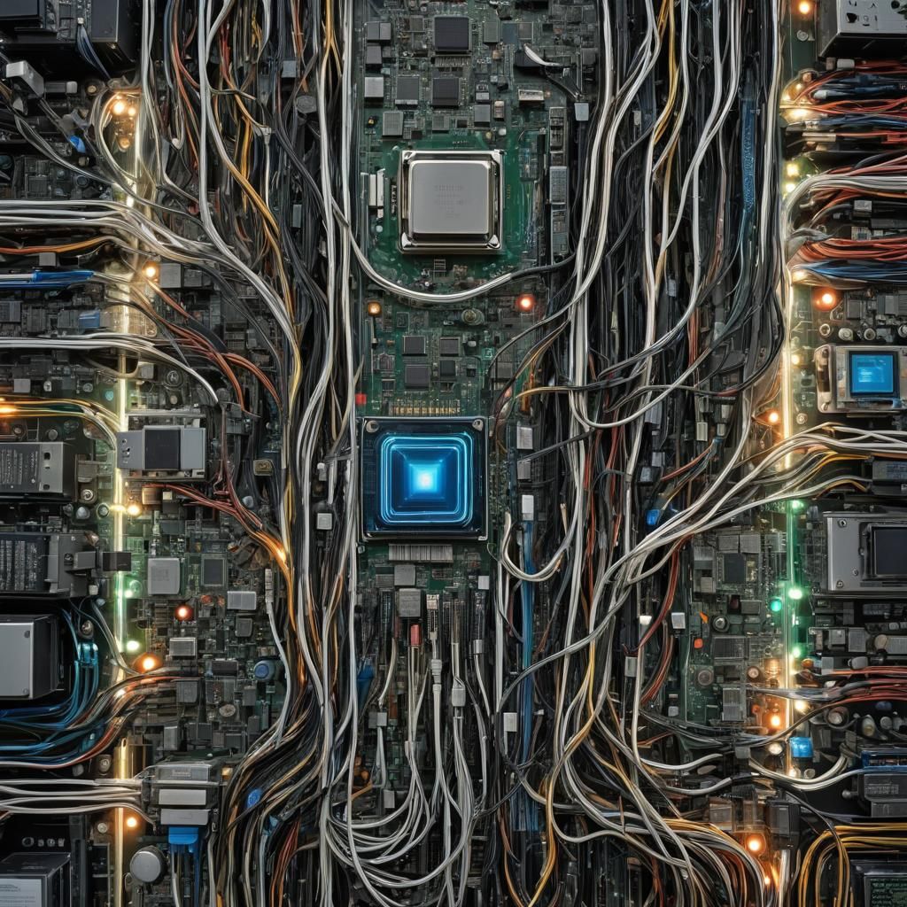 Hyperrealistic Neural Network Connectors in Cyberpunk Style