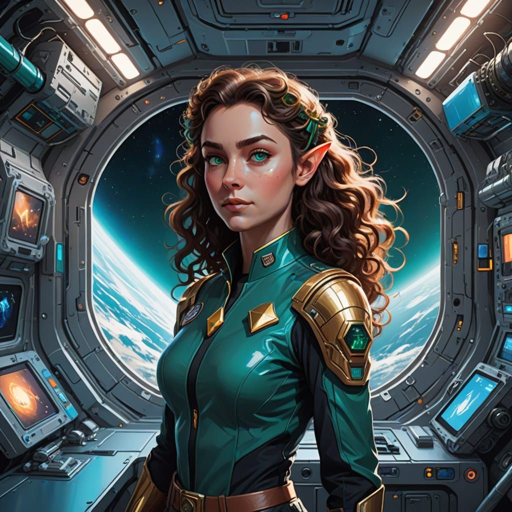 An elf on a space station