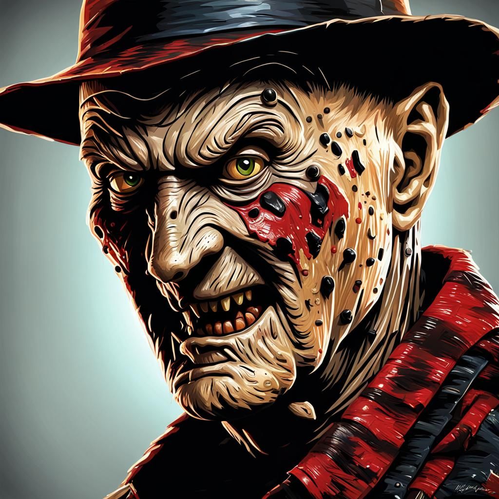 Cartoon Freddy Krueger with Palette Knife Texture