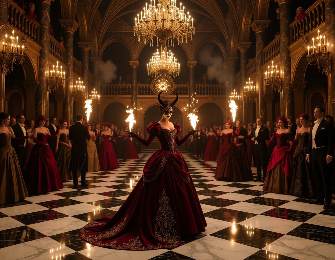 Infernal Masquerade in Gothic Ballroom