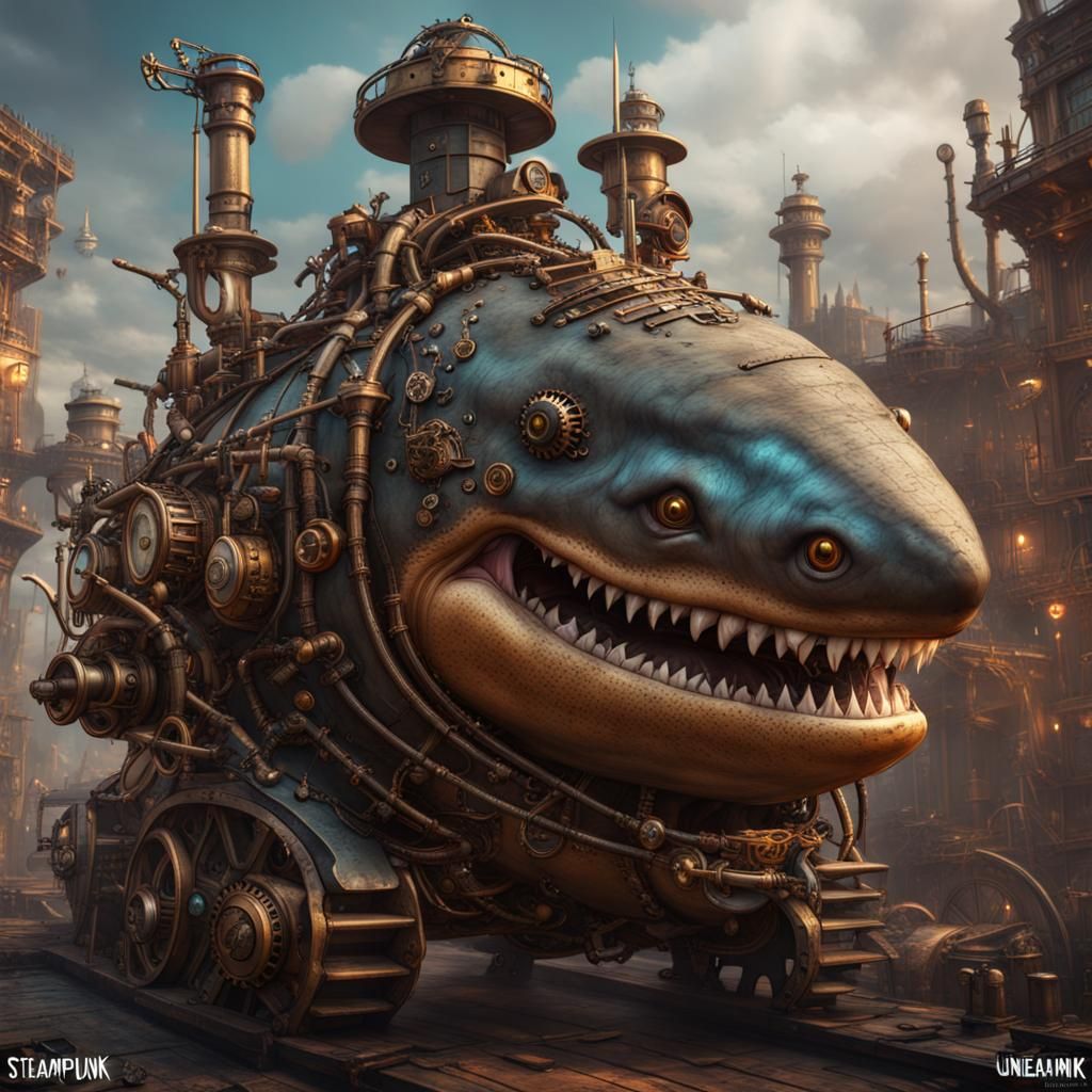 Steampunk Land Shark: Detailed Fantasy Concept Art
