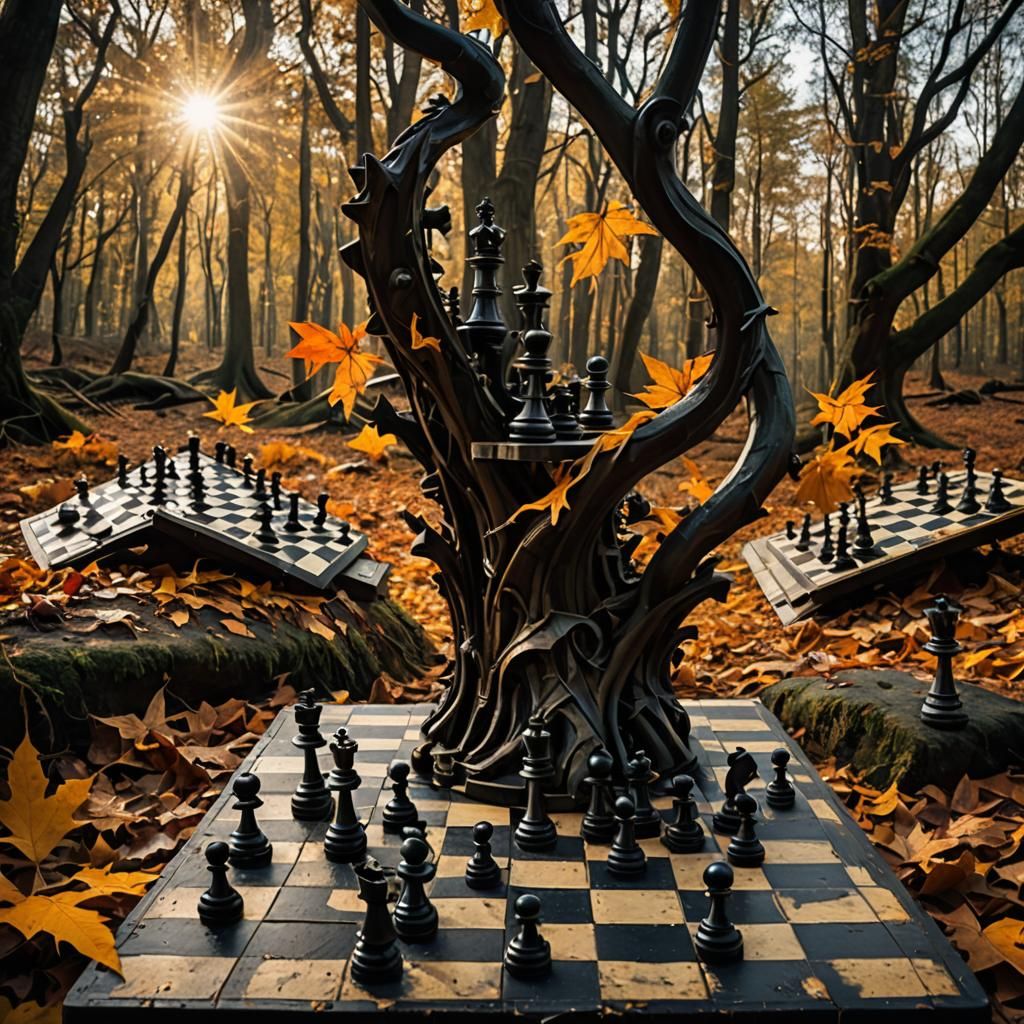 Surreal Unusual Chess Boards Puzzle Art Games Uncanny Valley,MC Escher architecture