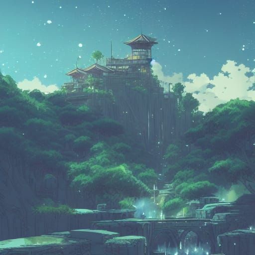 Epic Anime Landscape in Studio Ghibli Style