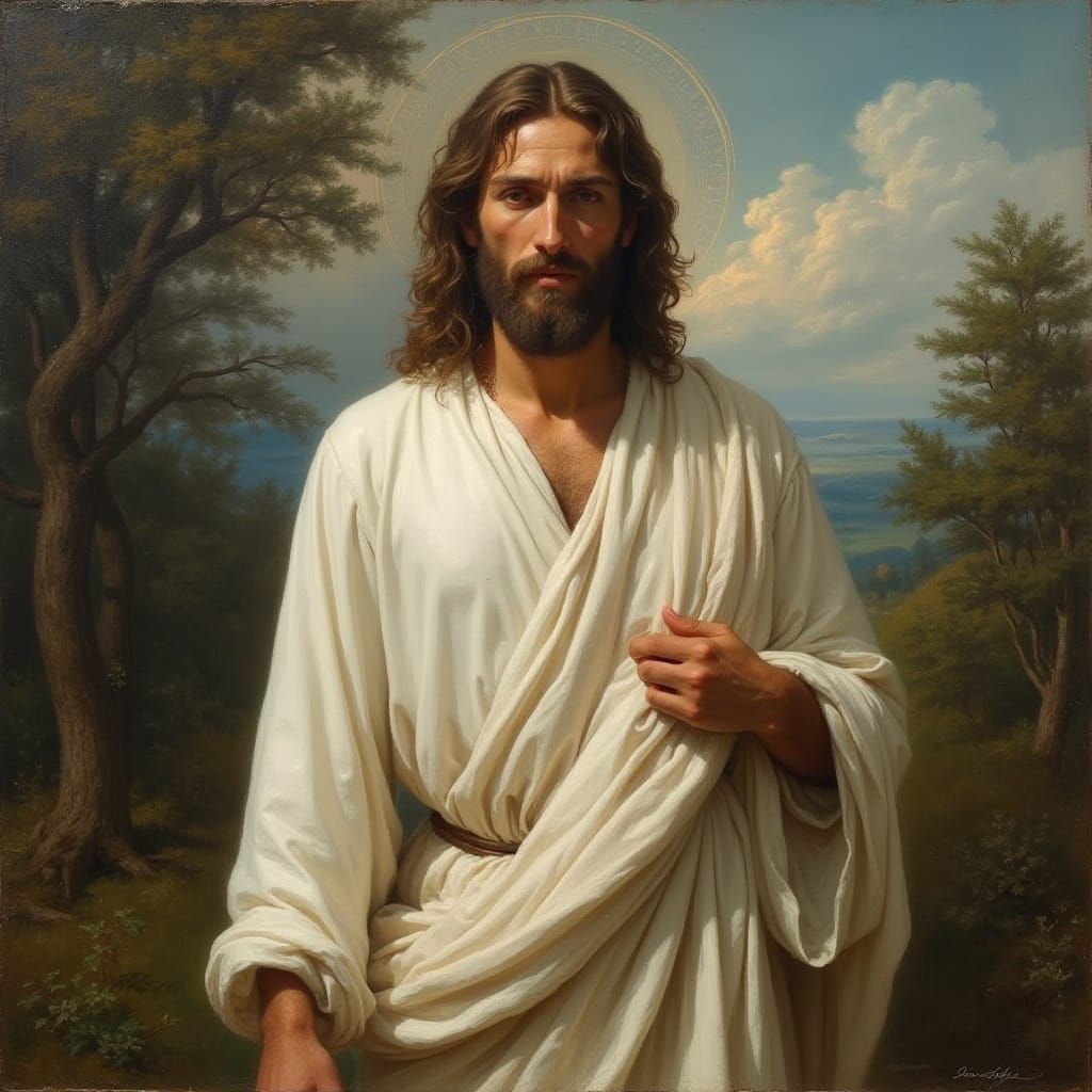 Jesus in Serene Landscape: Renaissance Style