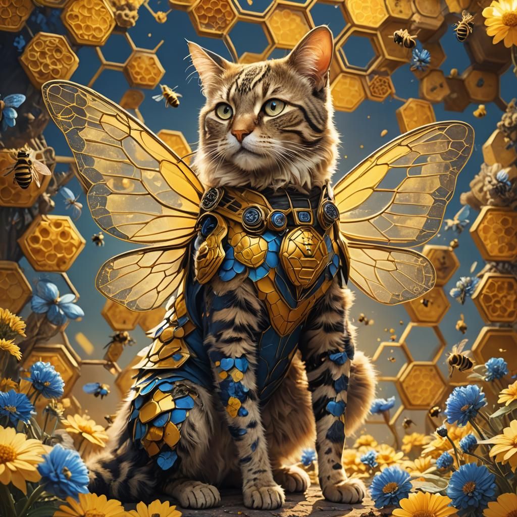 Cat in Bee Costume: A Fantasy Art Piece