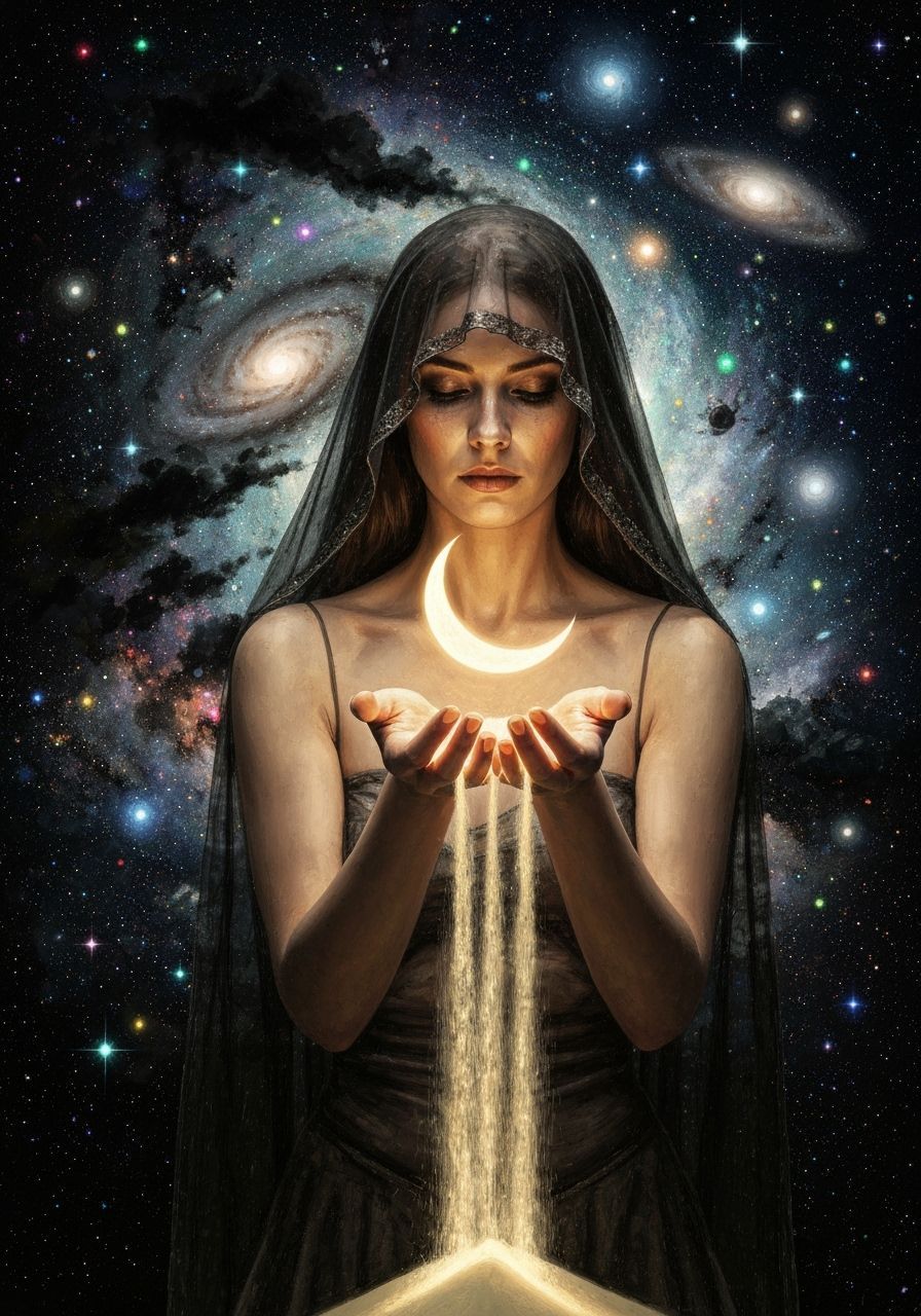 Fantasy Goddess With Glowing Sand and Moon