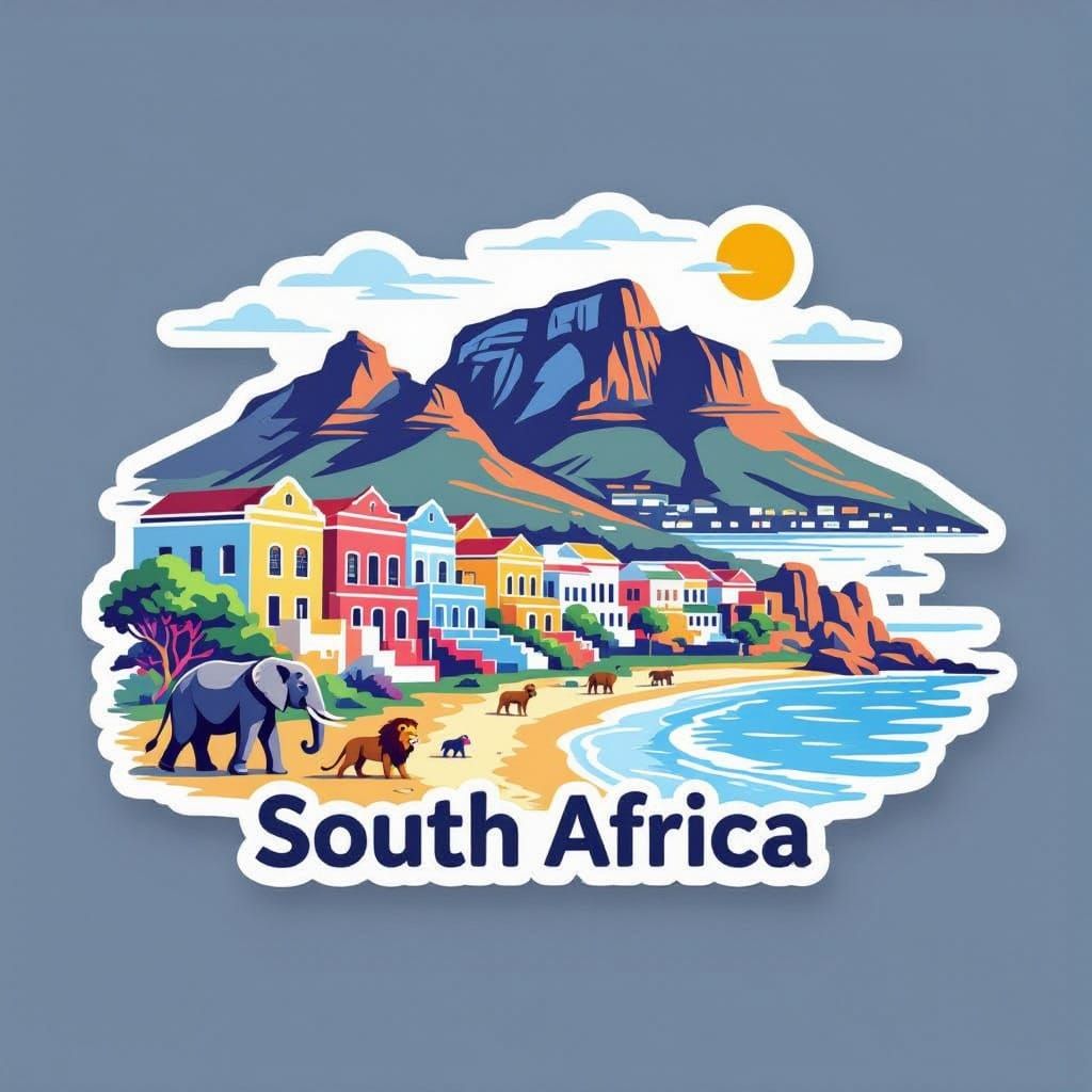 Vibrant South Africa Travel Sticker Design
